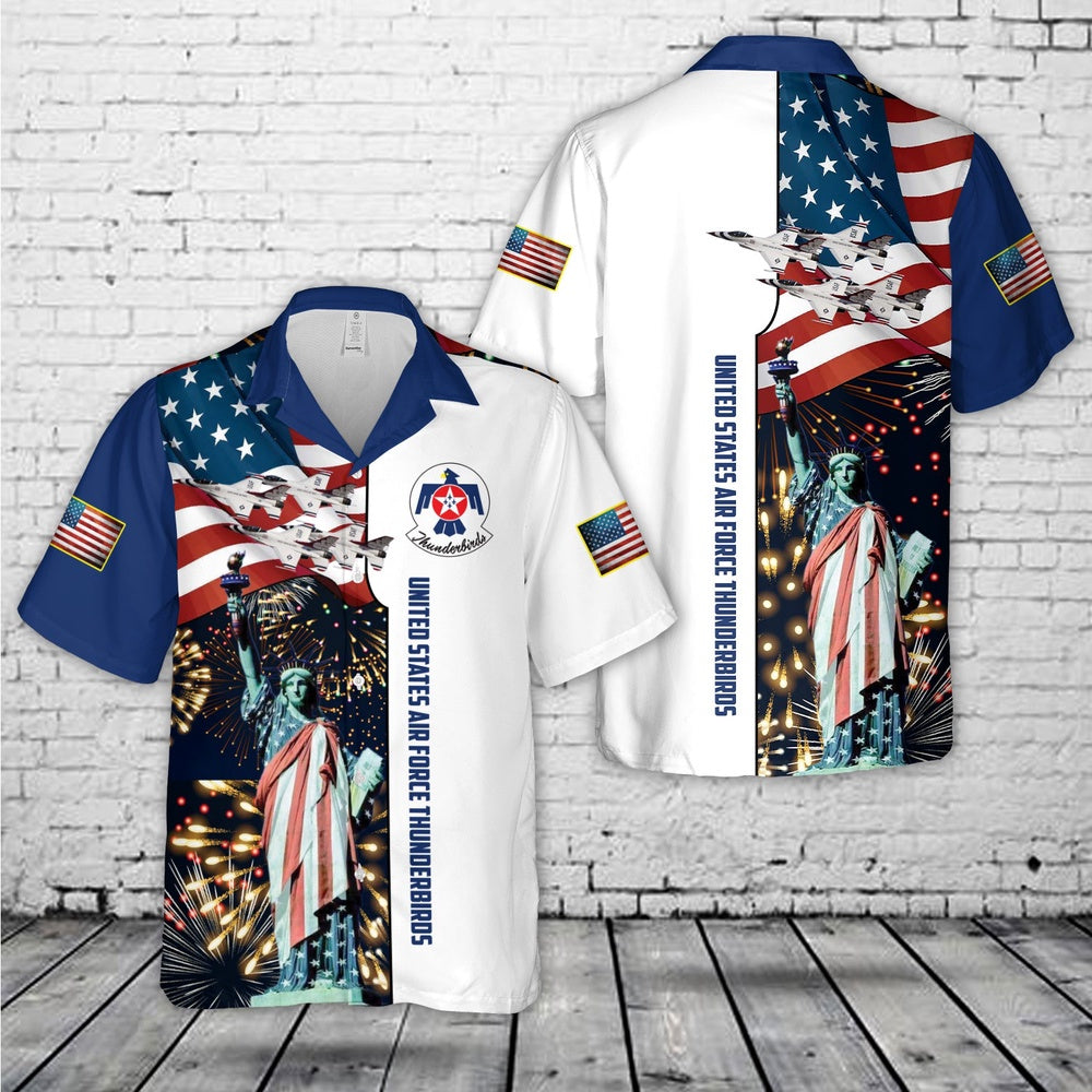 4Th Of July Hawaiian Shirts, Usaf Thunderbirds 4Th Of July Hawaiian Shirt, Military Aloha Shirts