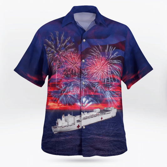 4Th Of July Hawaiian Shirts, Usns Comfort (T-Ah-20) Hospital Ship Hawaii Shirts