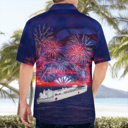 4Th Of July Hawaiian Shirts, Usns Comfort (T-Ah-20) Hospital Ship Hawaii Shirts