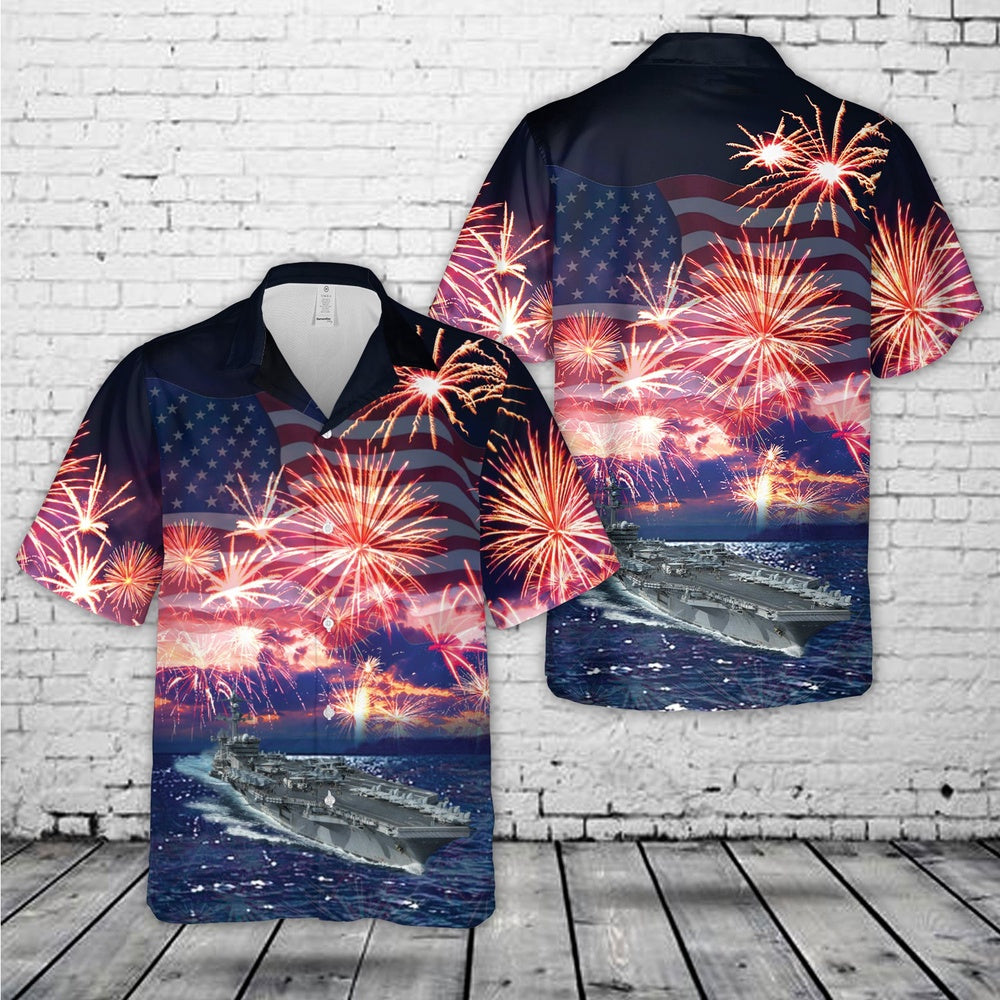 4Th Of July Hawaiian Shirts, Uss Carl Vinson 4Th Of July Hawaiian Shirt, Military Aloha Shirts