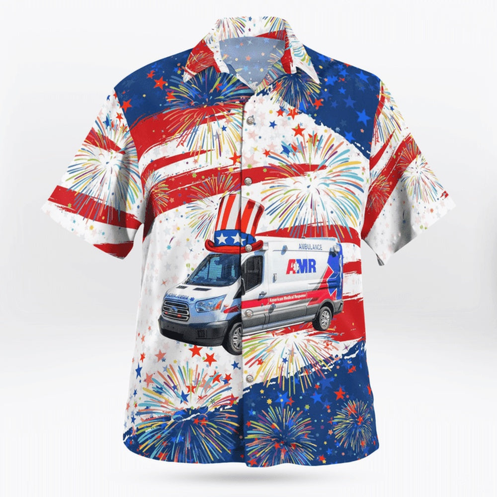 4Th Of July Hawaiian Shirts, Waterbury, Connecticut, Amr Waterbury Ambulance Hawaiian Shirt