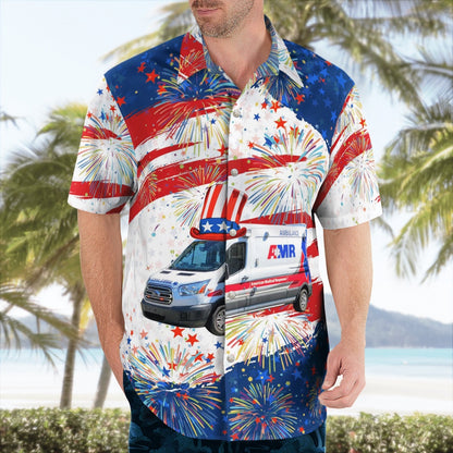 4Th Of July Hawaiian Shirts, Waterbury, Connecticut, Amr Waterbury Ambulance Hawaiian Shirt
