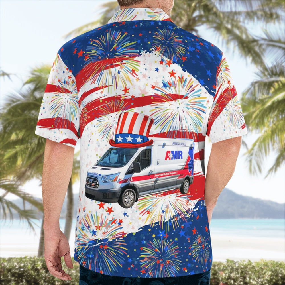 4Th Of July Hawaiian Shirts, Waterbury, Connecticut, Amr Waterbury Ambulance Hawaiian Shirt