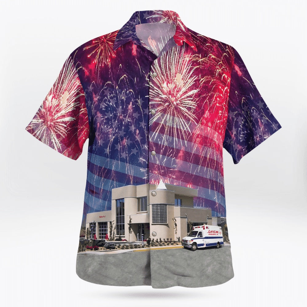 4Th Of July Hawaiian Shirts, Wenatchee, Washington, Lifeline Ambulance Hawaii Shirts
