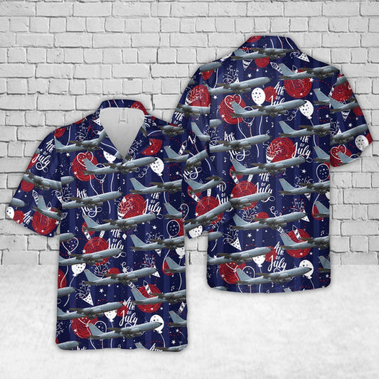 4Th Of July Hawaiian Shirts, Wisconsin Air National Guard Kc-135R Stratotanker 4Th Of July Hawaiian Shirt, Military Aloha Shirts