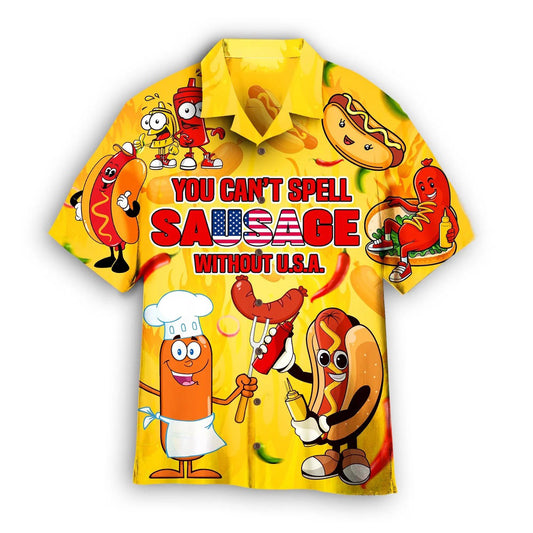 4Th Of July Hawaiian Shirts, You Cant Spell Sausage Without Usa Happy 4Th Of July Hawaiian Shirts, Independence Day Hawaiian Shirt
