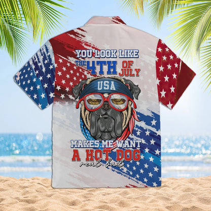 4Th Of July Hawaiian Shirts, You Look Like The 4Th Of July Shirt Makes Me Want A Hot Dog Hawaiian Shirt, Pug Hawaiian Shirt
