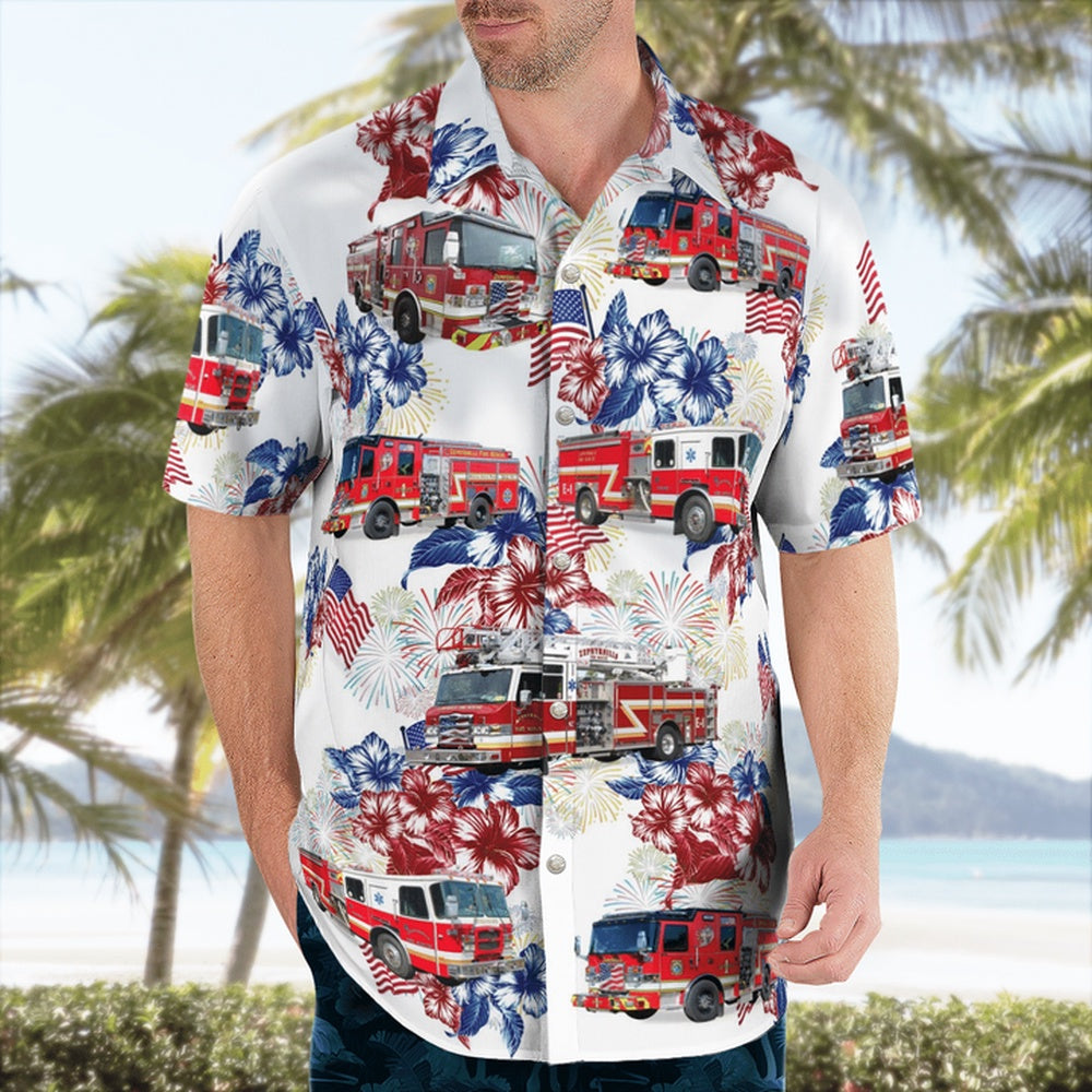 4Th Of July Hawaiian Shirts, Zephyrhills Fire Department, Florida 4Th Of July Hawaiian Shirts