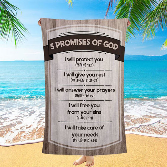 5 Promises Of God Beach Towel - Christian Beach Towel - Religious Beach Towel