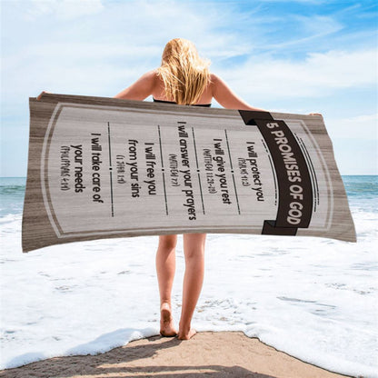 5 Promises Of God Beach Towel - Christian Beach Towel - Religious Beach Towel