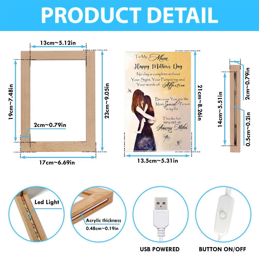 5 To My Mum Frame Lamp Mother's Day Frame Lamp, Mother's Day Night Light, Best Mom Ever, Gift For Mom