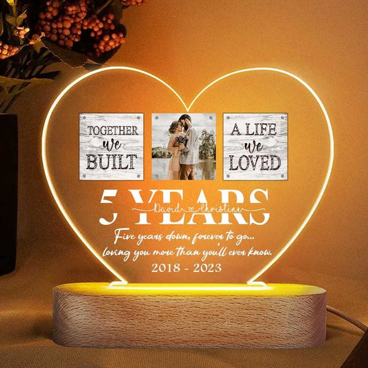 5 Year Anniversary Gift for Wife, Custom Couple Photo Husband and Wife Night Light Bedroom Decor, Mother's Day Night Lights For Bedroom