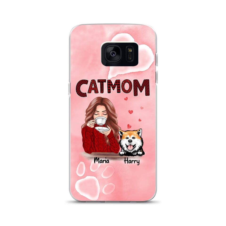 Custom Phone Case For Girlfriend - Unique Gift With Personalized Pets - Pet Mom With Dogs Cats