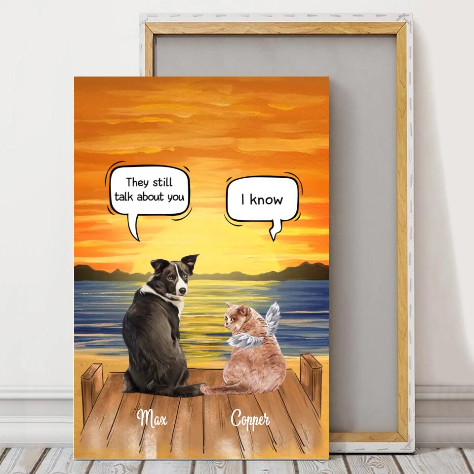 Excoolent Custom Canvas Prints / Poster Printing for Friend/Pet Lovers, Amazing Gift With Personalized Dogs/Cats & Name - Pet conversation