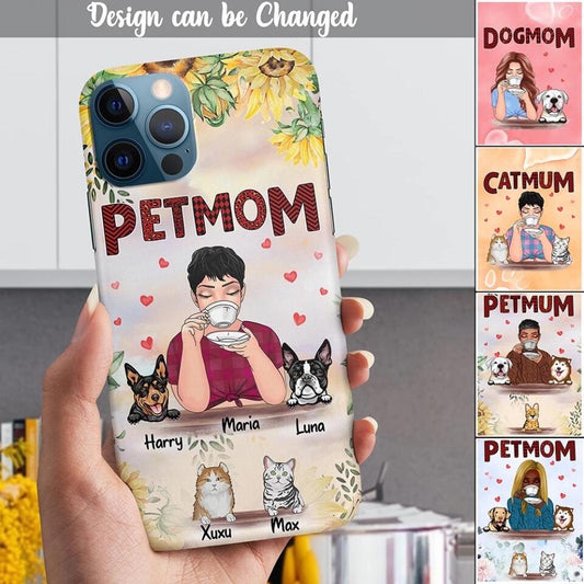 Custom Phone Case For Pet Mom/Mum - Summer Version Unique Gift With Personalized Dogs/Cats, Names, Text, Background