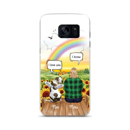 Custom Phone Case For Her - Funny Gift With Personalized Dog Cat Breeds - Chubby Mom & Pets Conversation Up To 3 Pets