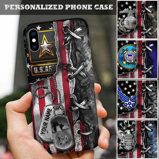 Custom Phone Case For Veteran - Best Gift With Personalized Name And Six Forces - United States Armed Forces