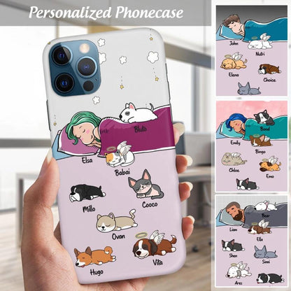 Custom Phone Case For Pet Lovers - Best Gift With Custom Names, Dogs, Cats - Mom/Dad with Lazy Pets - Up To 9 Pets/Dogs/Cats - Furlidays