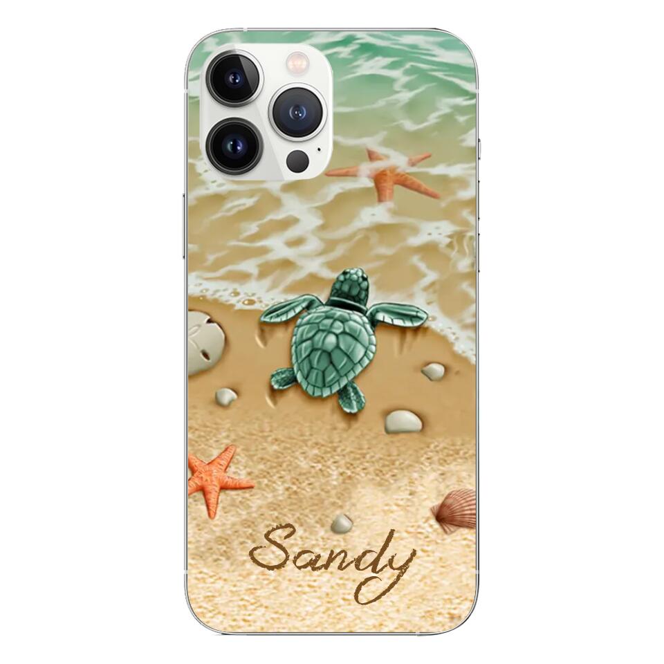 Sea Turtle Phone Cases - Custom Phone Case For Turtle Lovers - Green Turtle Phone Case - Personalized Turtle's Name