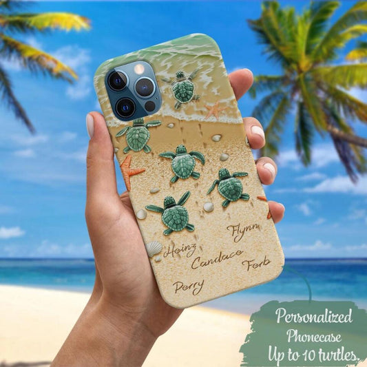 Sea Turtle Phone Cases - Custom Phone Case For Turtle Lovers - Green Turtle Phone Case - Personalized Turtle's Name