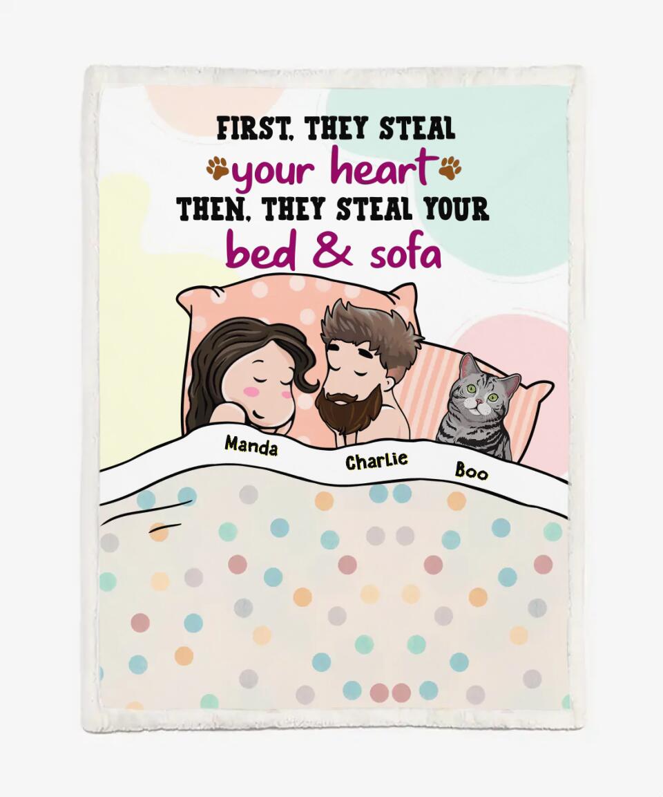 Custom Blanket For Couples Pet Lovers - Best Christmas Gifts - Official Sleep Blanket - Up to 7 Pets