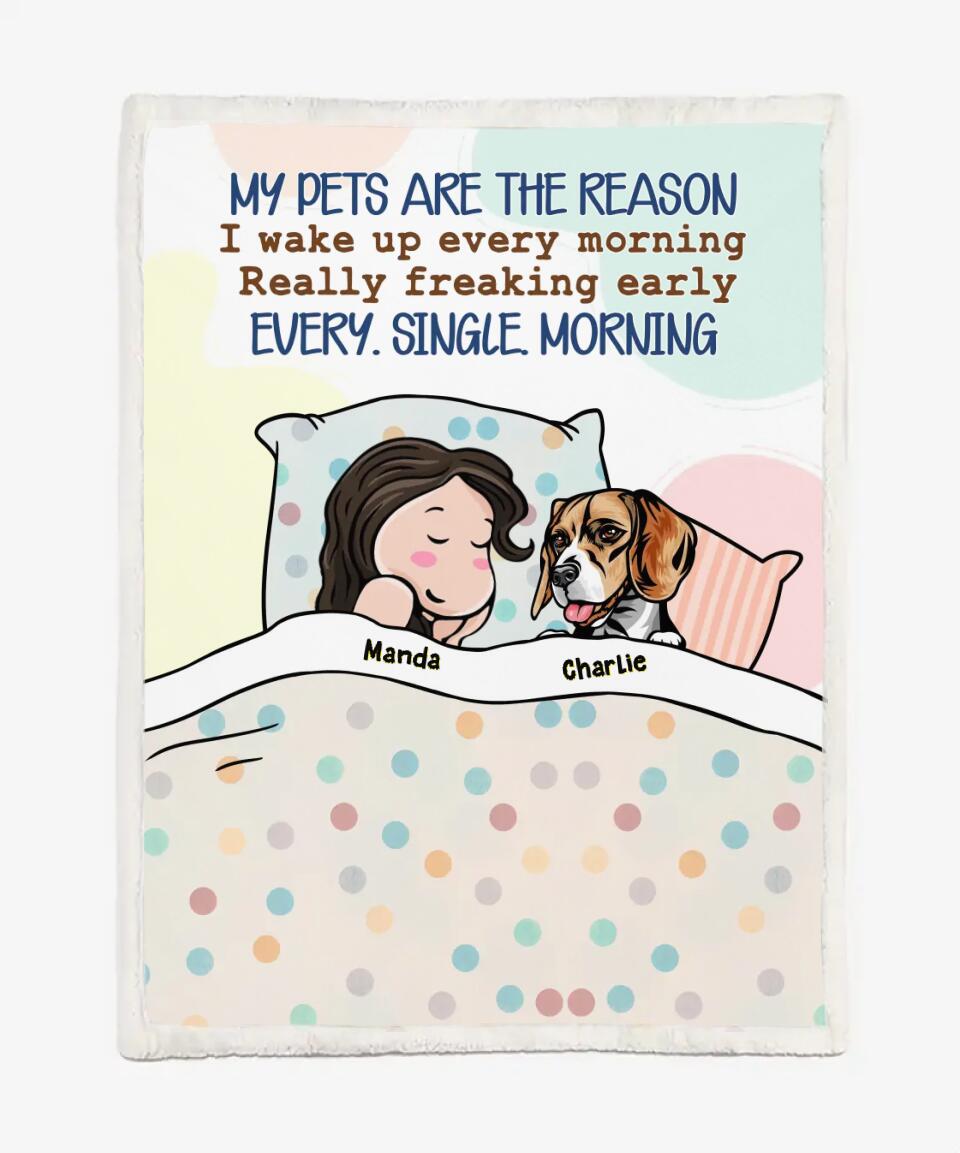 Custom Blanket and Quilt For Pet Lovers Christmas Gift - Personalized Dog Blanket - Blanket With Dog and Cat On It