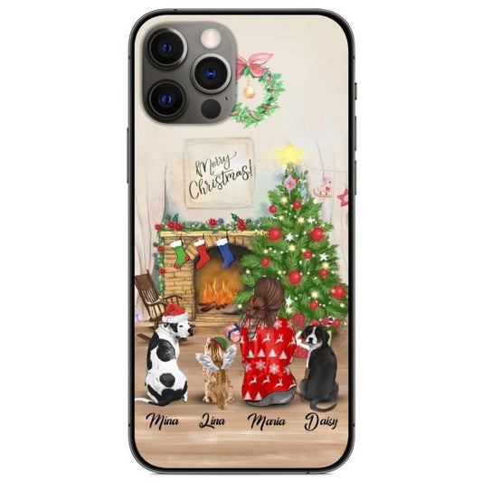 Personalized Christmas Phone Case For Pet Lovers - Best Gift - Dad Or Mom with Pets - Choose Up To 3 Pets/Dogs/Cats