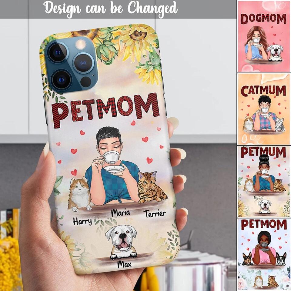 Custom Phone Case For Pet Lovers - Best Gift With Personalized Names, Dogs, Cats - Chubby Mom Summer Version - Up To 5 Pets