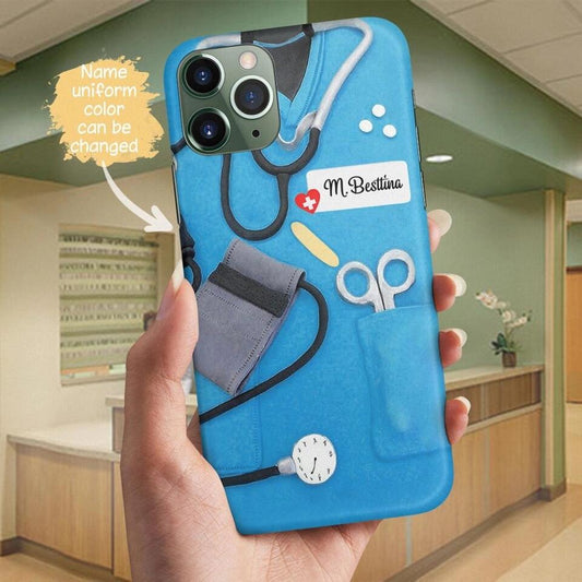 Custom Phone Case For Nurse - Best Gift with Personalized Name - Blue Nurse