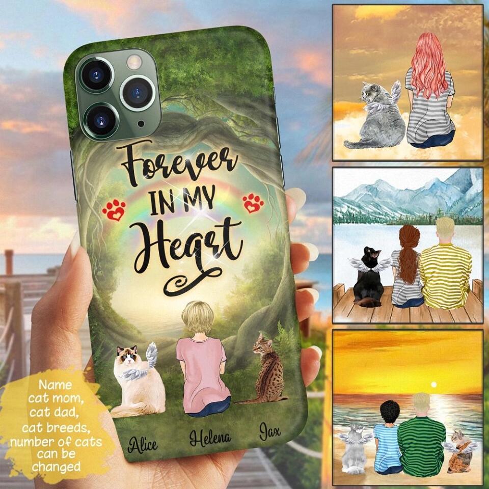 Custom Phone Case For Pet Lovers - Best Gift With Personalized Names, Dogs, Cats - Dad & Mom With 2 Pets - Forever In My Heart