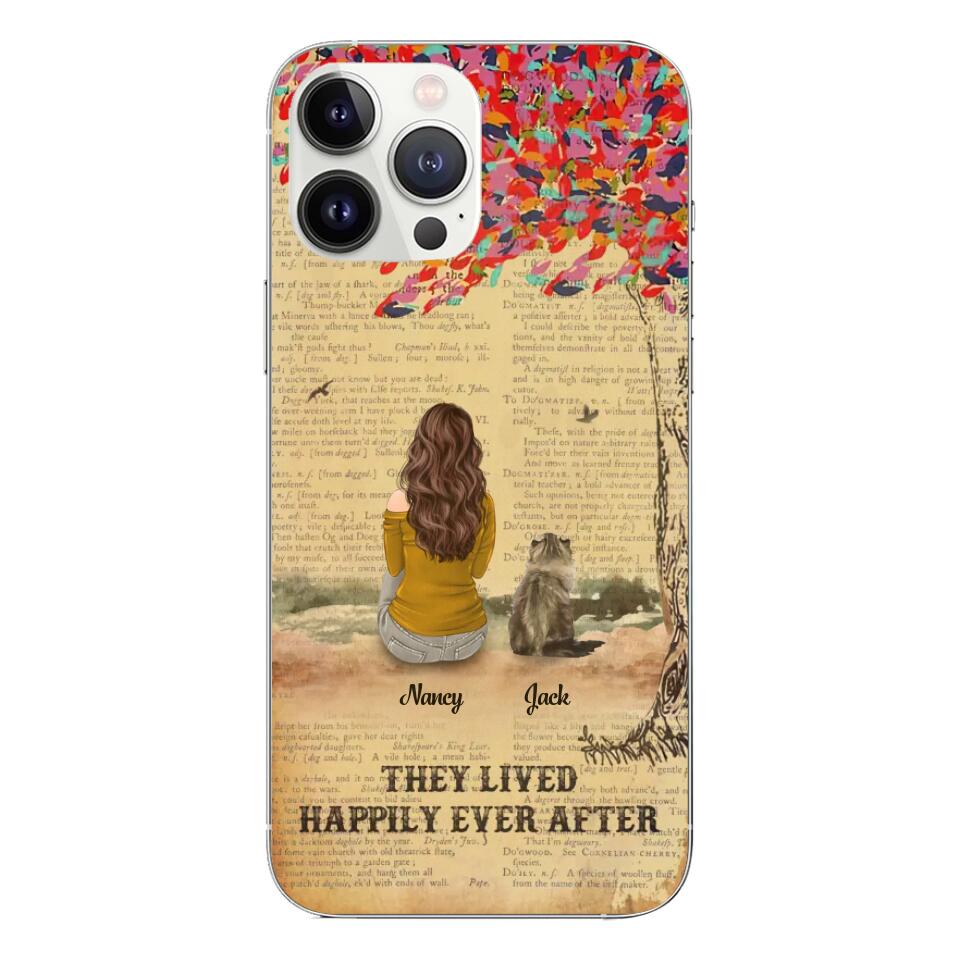 Custom Phone Case For Her - Unique Gift With Personalized Pets - Mom & Pets Sit Under A Tree