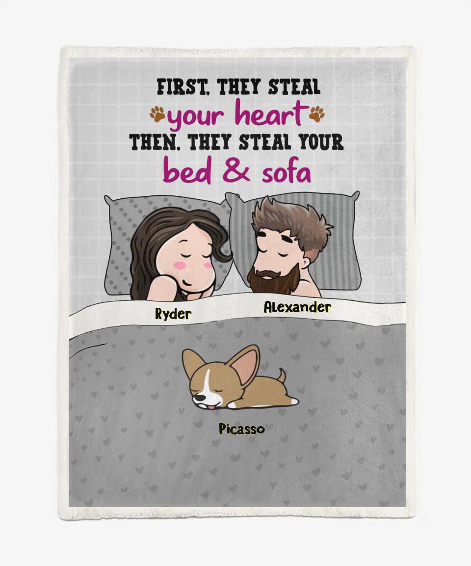 Custom Sherpa Blanket For Husband & Wife, Funny Gift - We Don't Need An Alarm Clock, We Have Pets - Choose Pets Breed