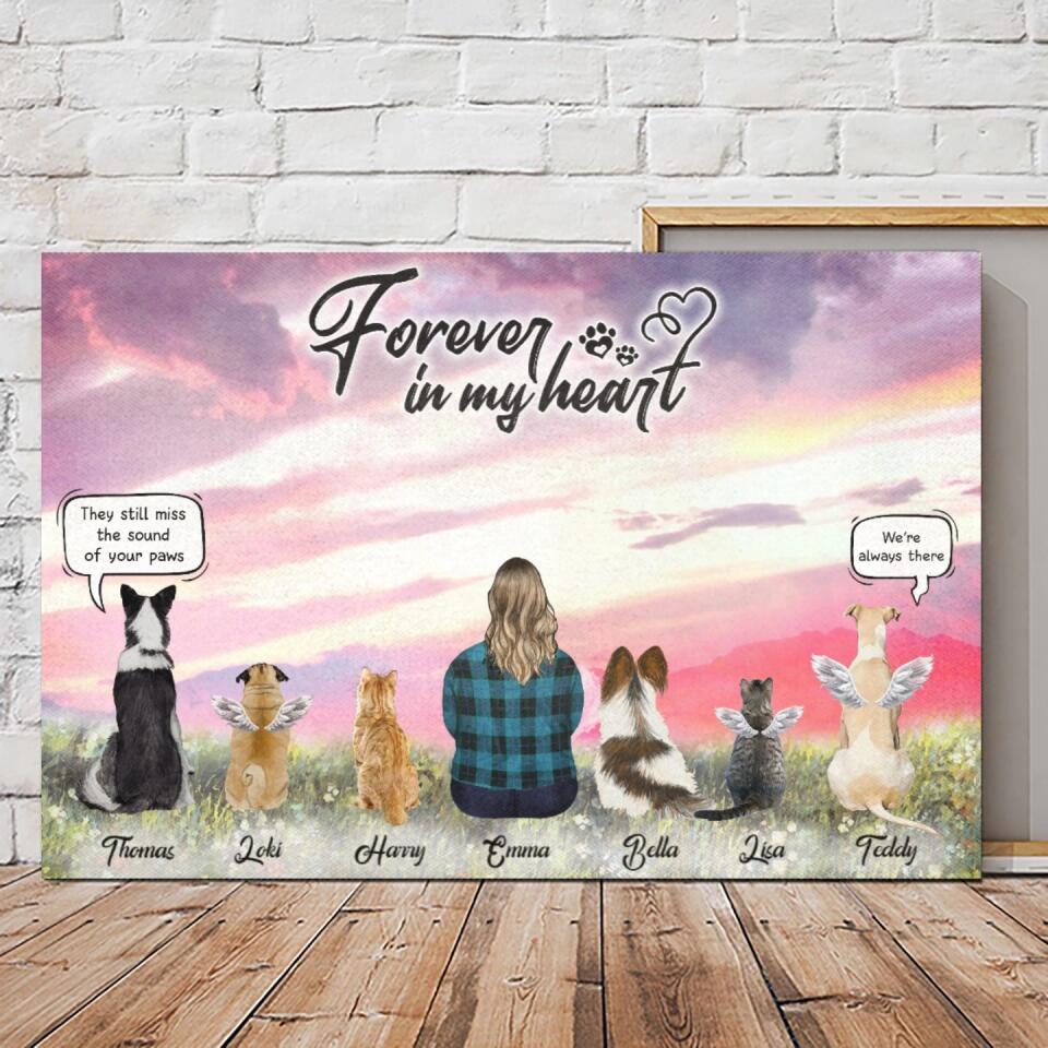 Personalized Canvas/Poster Prints For Friends/Pet Lovers - Unique Gift Custom With Dogs/Cats Breed & Names - One Mom with Pets Conversation - Life is better with fur babies - (Up To 6 Pets/Dogs/Cats) - Furlidays