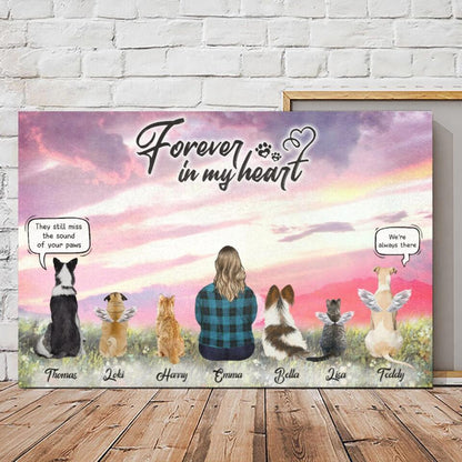 Personalized Canvas/Poster Prints For Friends/Pet Lovers - Unique Gift Custom With Dogs/Cats Breed & Names - One Mom with Pets Conversation - Life is better with fur babies - (Up To 6 Pets/Dogs/Cats) - Furlidays