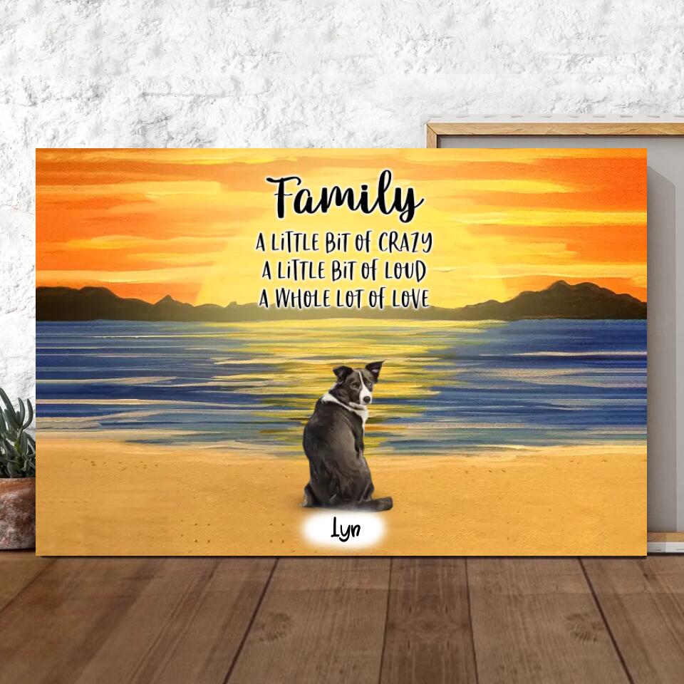 Custom Canvas Prints / Poster Printing for Family/Pet Lovers, Unique Gift With Personalized Dogs/Cats & Name - Family - Mom and children with Pets