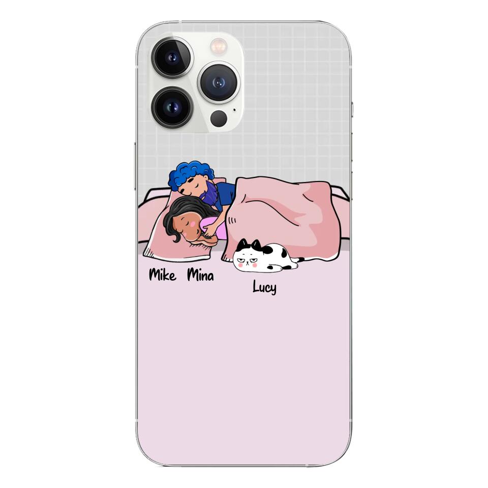 Personalized Creative Phone Case For Pet Lovers - Funny Gift With Custom Dogs/Cats breed & Names - Dad/Mom with Lazy Pets - (Up To 9 Pets/Dogs/Cats) - Furlidays