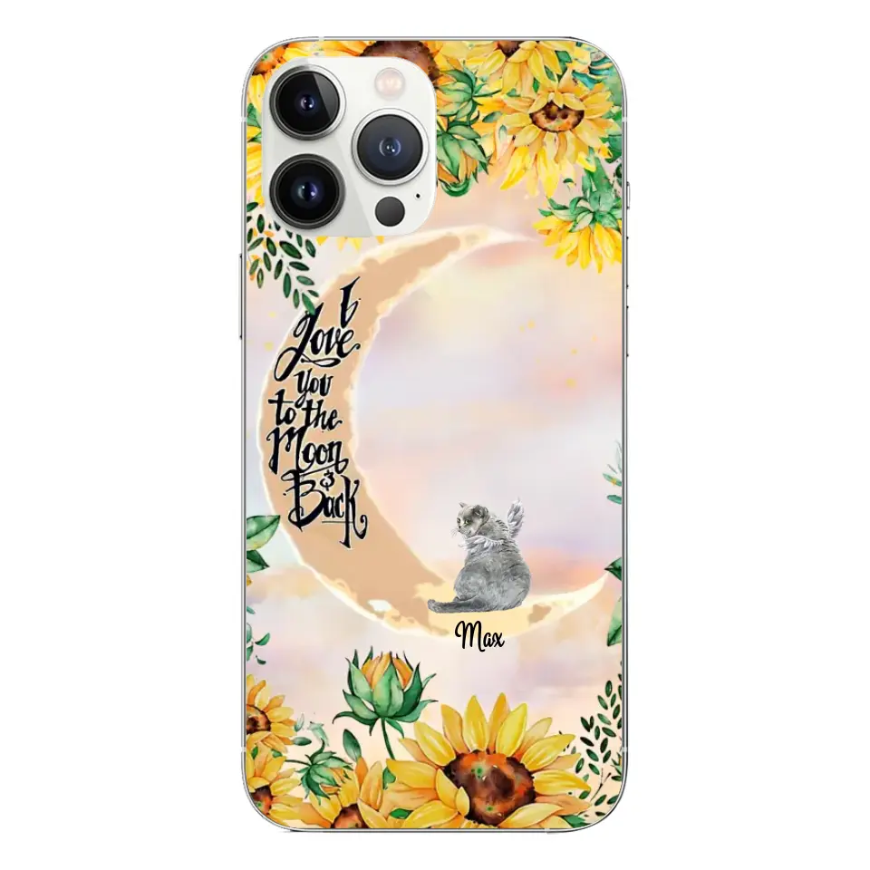 Custom Phone Case For Pet Lovers - Best Gift With Personalized Pets - Dogs With Cats On The Moon