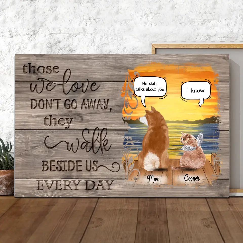 Custom Akita Pet Canvas with Frame - Those We Love Don't Go Away They Walk Beside Us Every Day - The Perfect Gift for Pet Owners