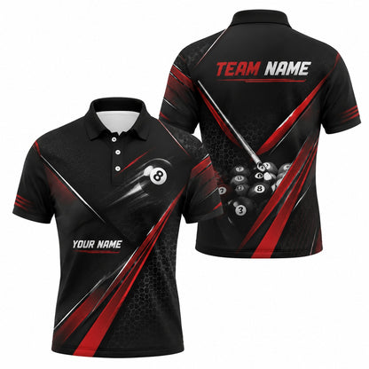 8 Ball Team Name Custom Billiard Polo Shirt