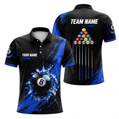 8 Ball Team Name Personalized Billiard Polo Shirt