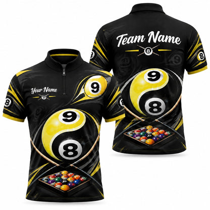 9 Ball 8 Ball Fusion Sport Personalized Billiard Polo Shirt Jersey Zip 1 4 Collar