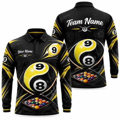 9 Ball 8 Ball Fusion Sport Personalized Billiard Polo Shirt Long Sleeve Polo
