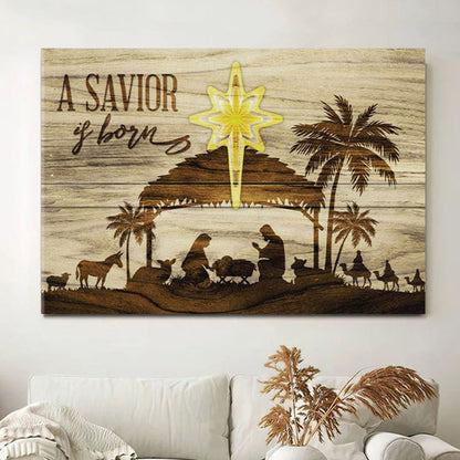 A Savior Is Born Christmas Canvas Wall Art - Christian Wall Decor