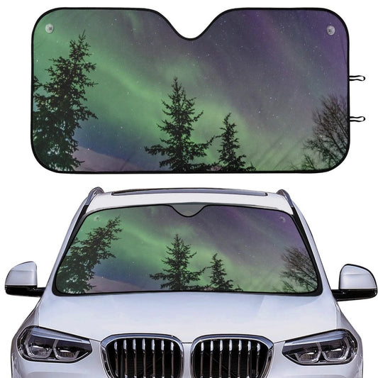 Aurora Borealis Sun Shade for Vehicles Northern Lights Car Sunshade Stars & Sky Sun Protector Cute Space Planets Galaxy New Car Driver Gift