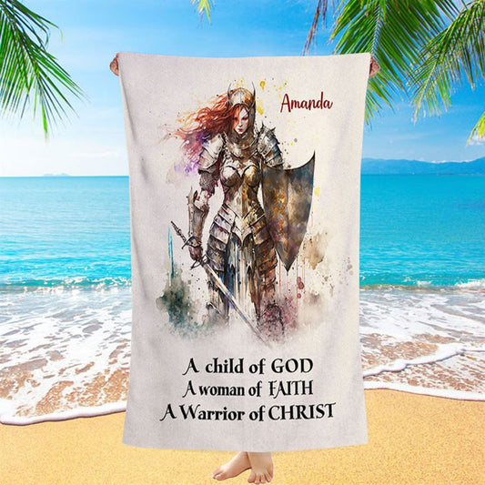 A Child Of God Personalized Beach Towel - Christian Beach Towel - Bible Verse Gift For Women Of God