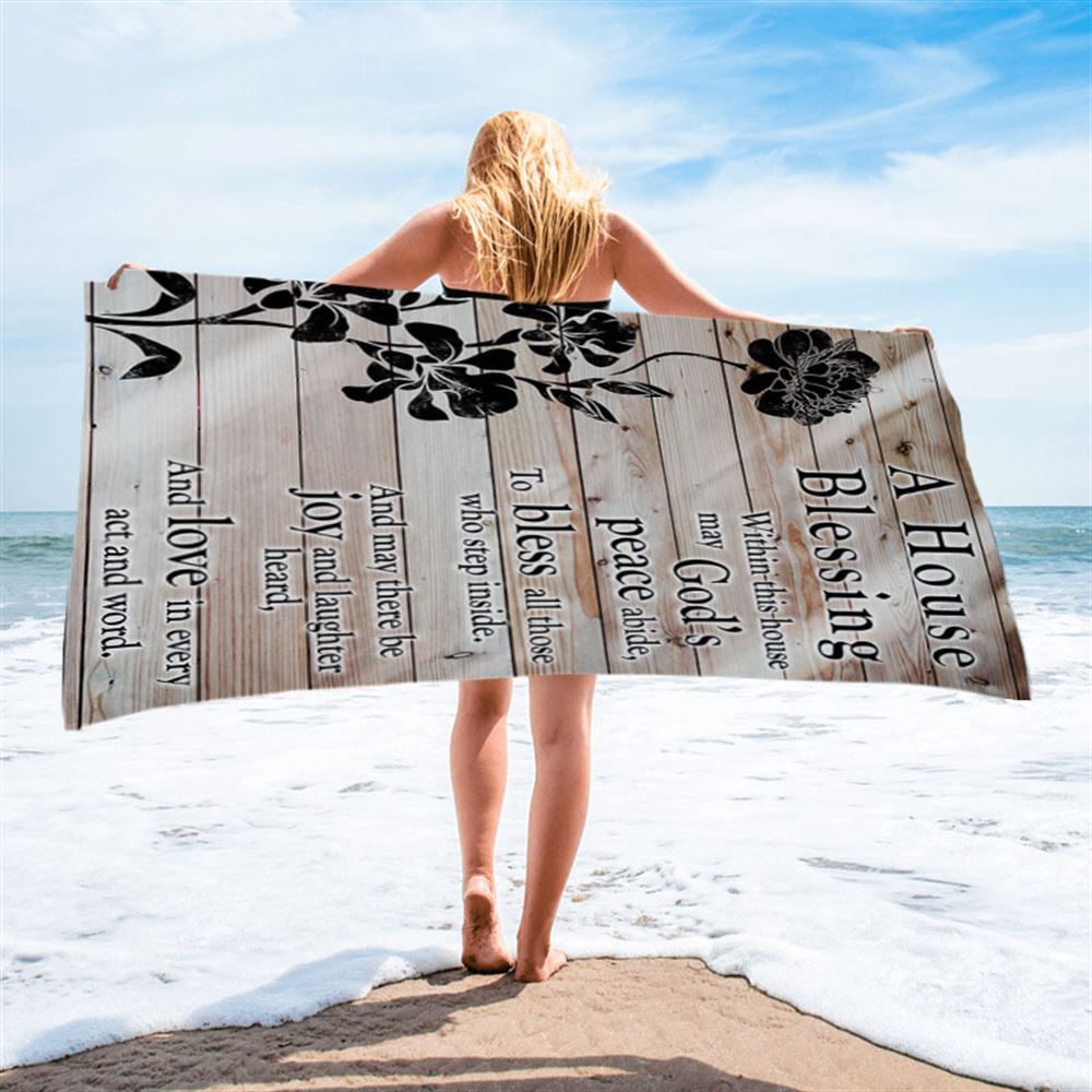 A House Blessing Beach Towel - Religious Housewarming Gifts For Women Pastor Minister