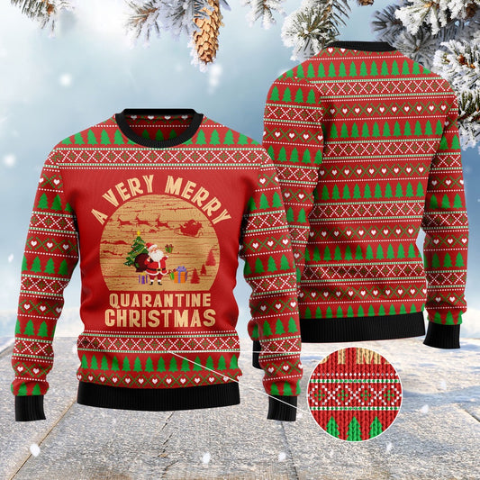 A Very Merry Quarantine Christmas Ugly Christmas Sweater, Funny Xmas Sweater, Sweater Xmas
