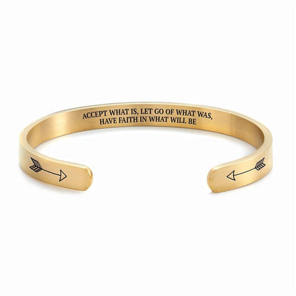 Accept What Is, Let Go Of What Was, Have Faith In What Will Be Personalized Cuff Bracelet, Christian Bracelet For Women, Christian Jewelry