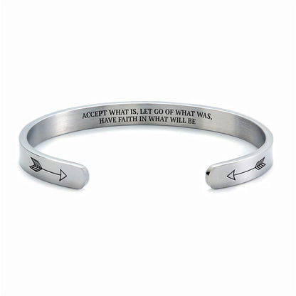 Accept What Is, Let Go Of What Was, Have Faith In What Will Be Personalized Cuff Bracelet, Christian Bracelet For Women, Christian Jewelry
