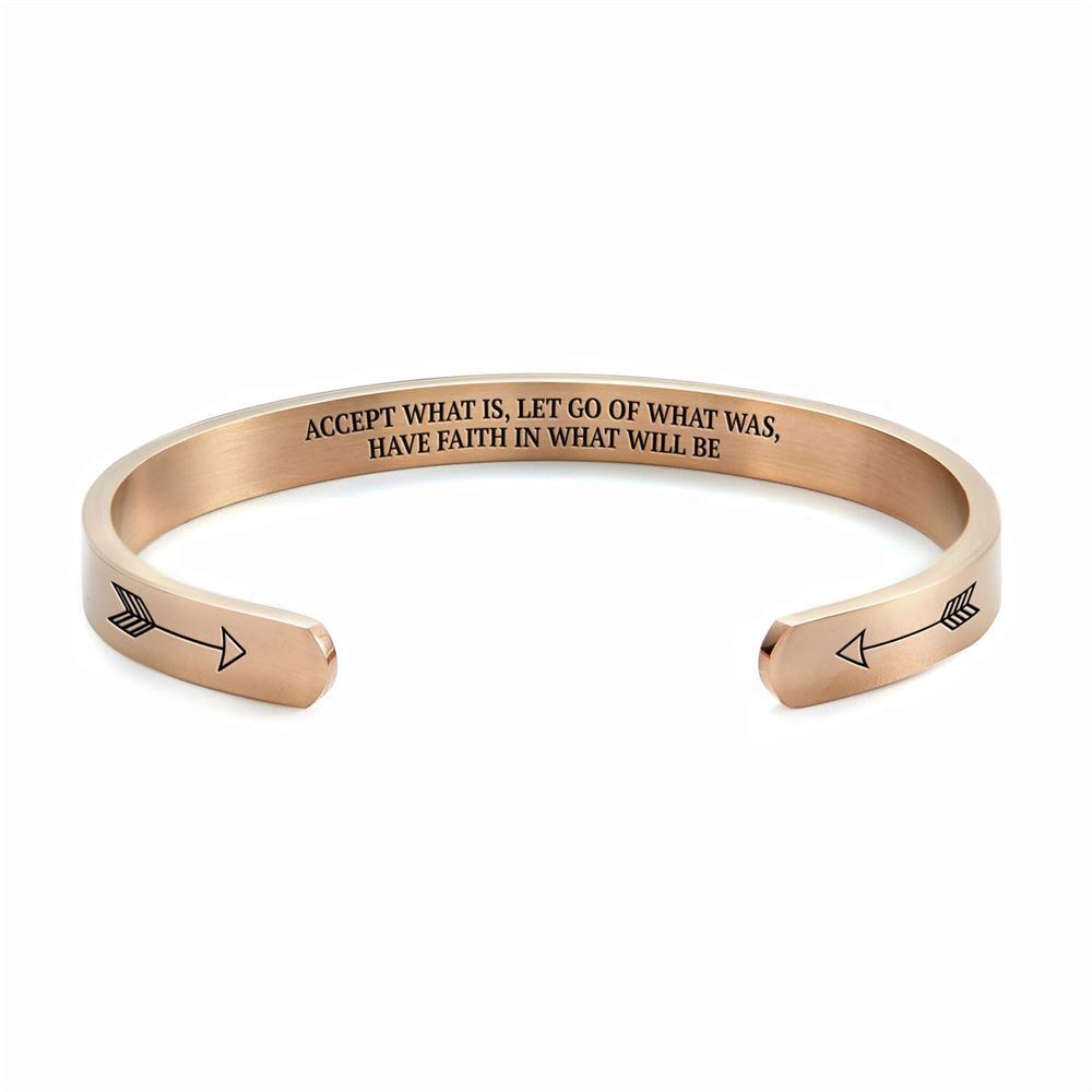 Accept What Is, Let Go Of What Was, Have Faith In What Will Be Personalized Cuff Bracelet, Christian Bracelet For Women, Christian Jewelry